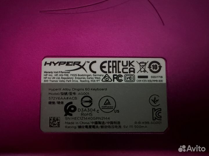 Клавиатура hyperx alloy origins 60 белая