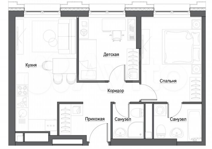 2-к. квартира, 58,1 м², 29/33 эт.