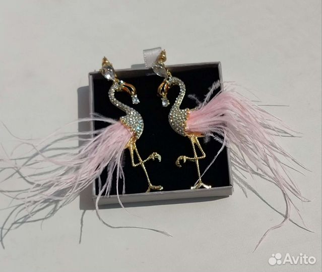 Серьги новые фламинго