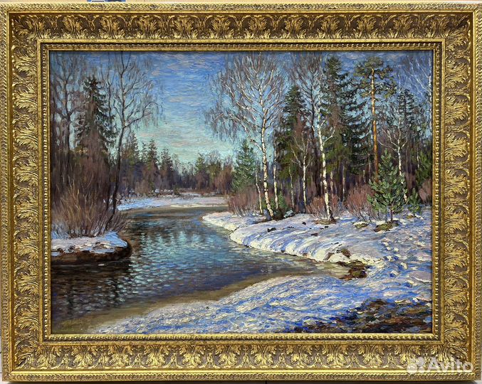 Старинная картина маслом на холсте