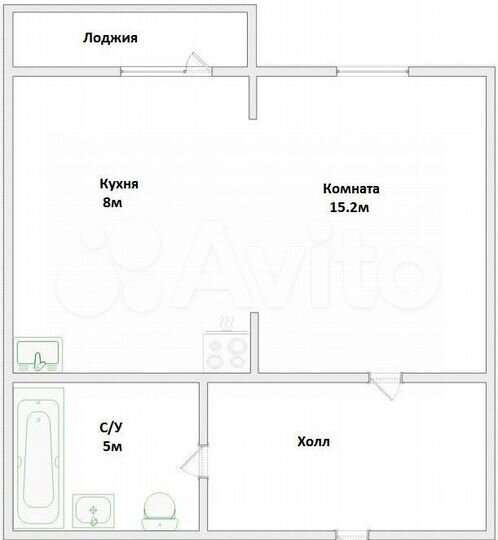 1-к. квартира, 32,2 м², 2/6 эт.