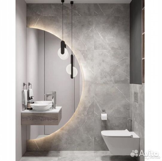 Зеркало с подсветкой в ванную полукруглое Lino