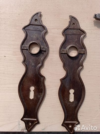 Ручка дверная латунь с накладками