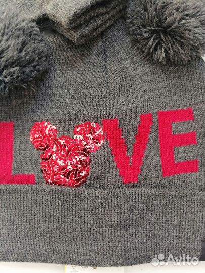 Новый комплект шапка+варежки 54см OVS