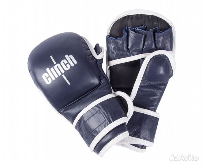 Перчатки для мма Clinch Union кожа синие (L)