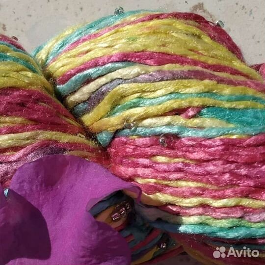Пряжа шёлк натуральный с бисером цена за 100 гр