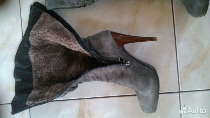 Сапоги зимние замшевые