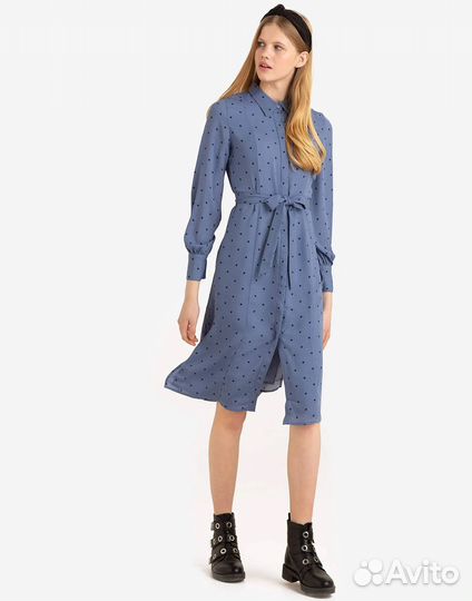 Платье миди xl голубое в горох новое Глория Джинс