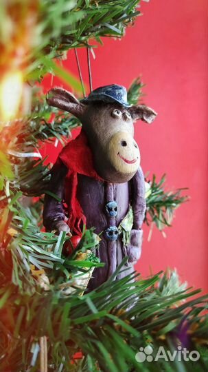 Ёлочные игрушки папье-маше Снеговик, Осёл, Девочка