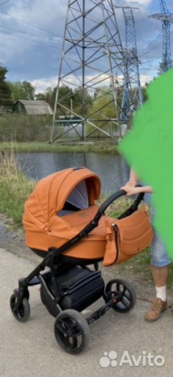 Коляска baby merc zipy Q кожа с прогулочным блоком