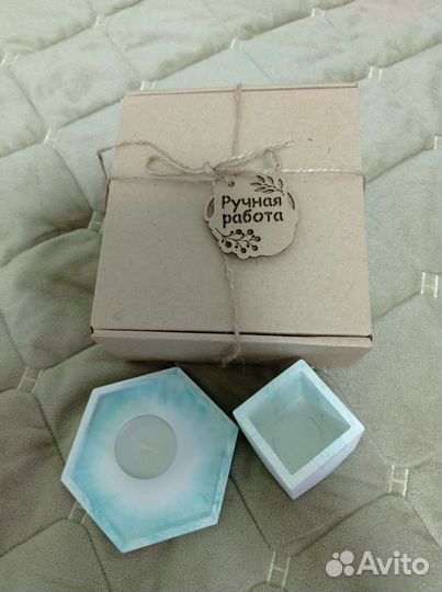 Набор из гипса. Поднос и подсвечник