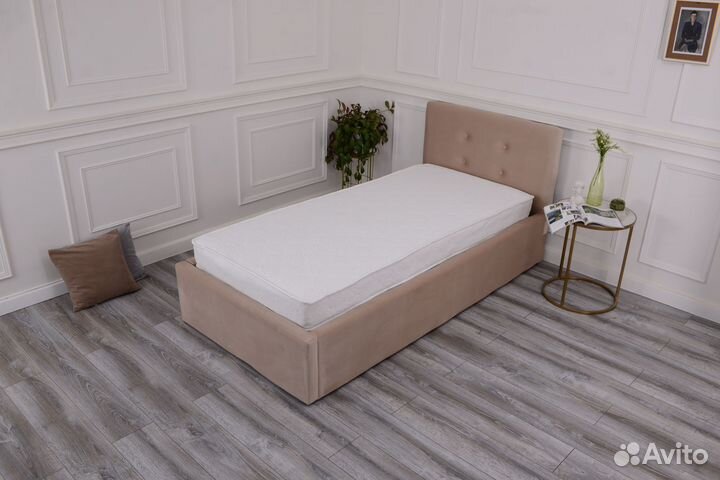 Кровать с матрасом 90х200 Роза велюр