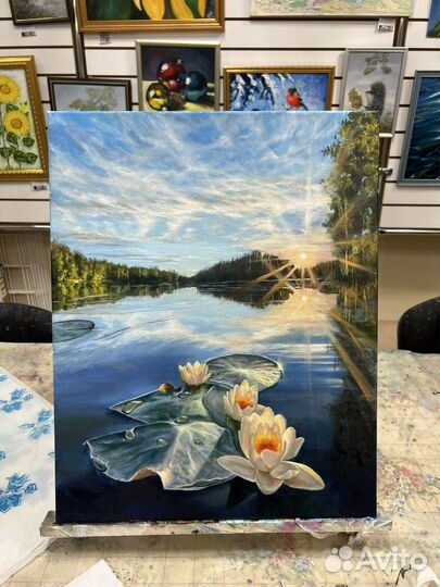 Картина маслом на холсте пейзаж живопись 50х40