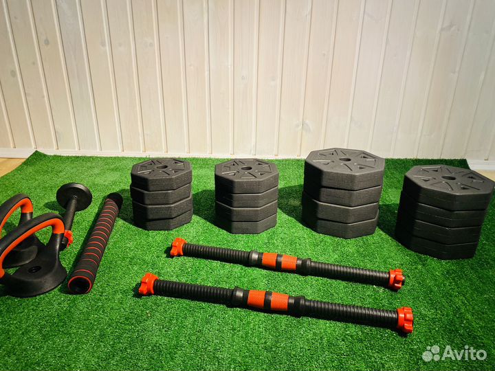 Гантели + штанга + гиря + перчатки