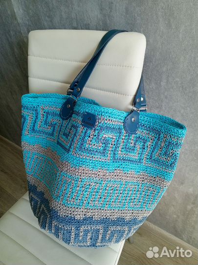 Пляжная Cумка из рафии дизайнерская