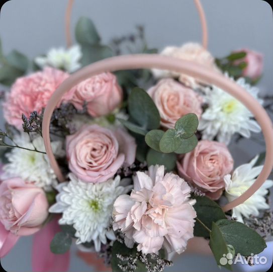 Букет, роза, хризантемы, цвет розовый, 5 шт