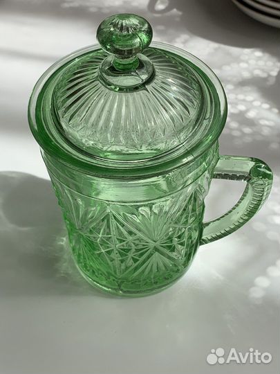 Кружка для хрена хренница зеленое стекло