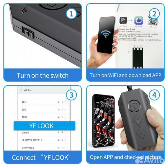 Эндоскопы с 2 камерами 3,5м. WiFi длинный фокус