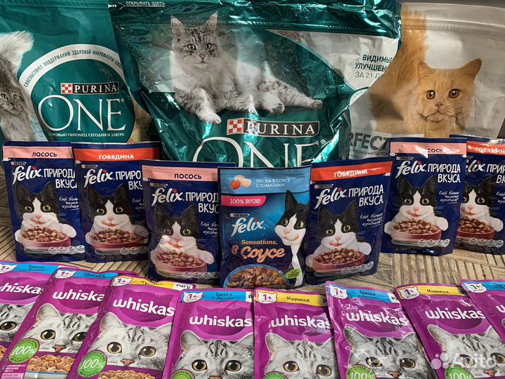 Корм для кошек Whiskas/Felix/Purina/Perfect Fit