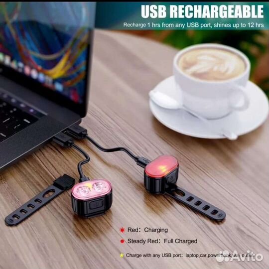 Вело фонарь задний usb
