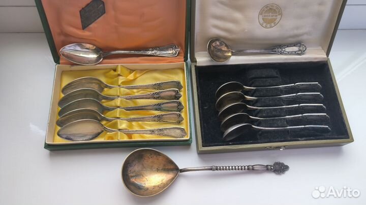 Набор столовых приборов серебро 875