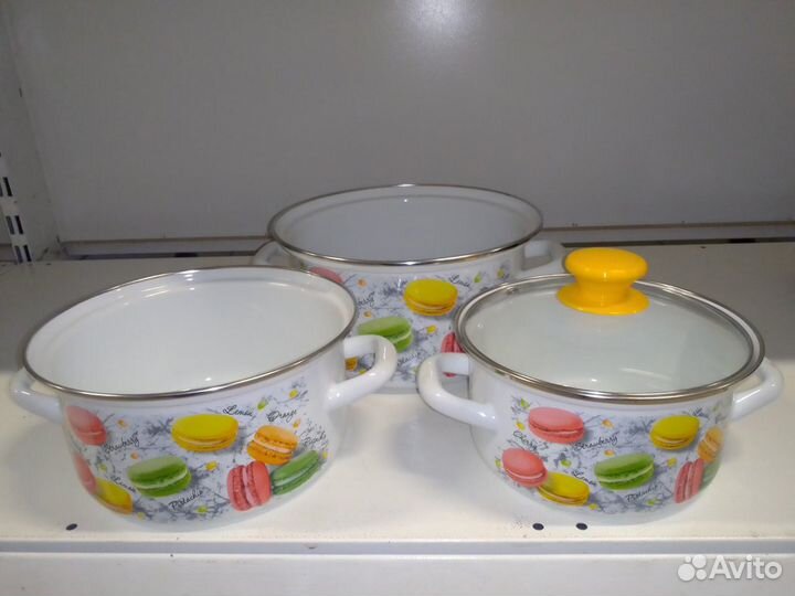 Набор кастрюль Цветное печенье, 1,5+2,3+3л