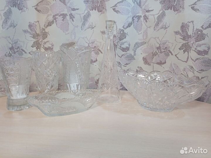 Хрустальные фужеры, рюмки, вазы, салатницы СССР