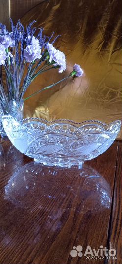 Большая хрустальная ваза ладья