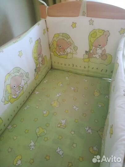 Бортики,балдахин,постельное,мобиль в кроватку