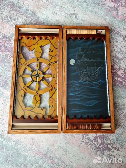 Нарды ручной работы со стеклом