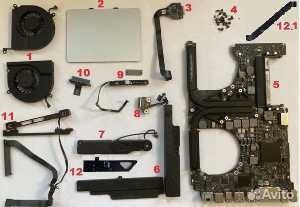 Запчасти для A1286 (топкейс, аккум, вентил, шлефы)