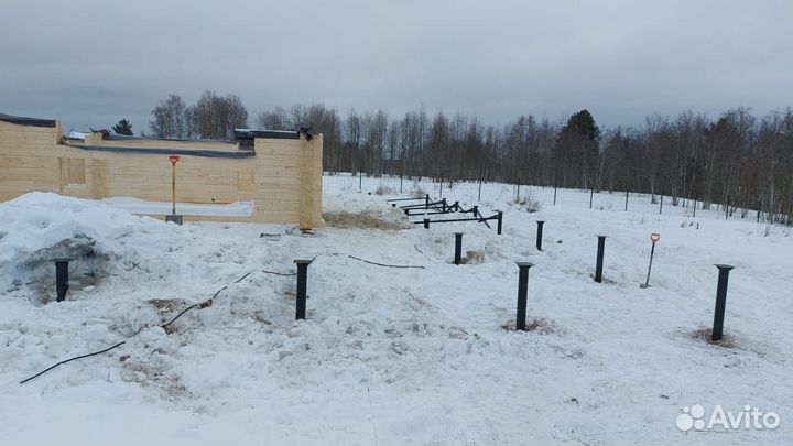 Винтовая свая d57 с монтажом, с оголовками