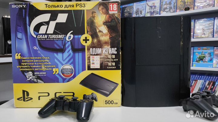 Sony PS3 Super Slim прошитая с играми 2 геймпада