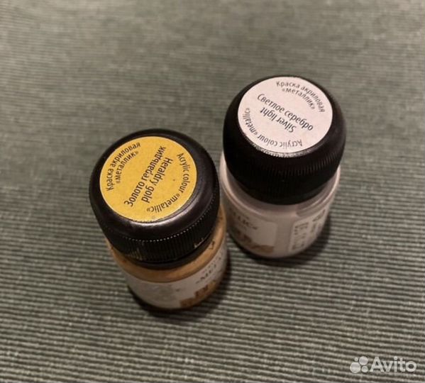 Серебряная и золотая акриловые краски decola