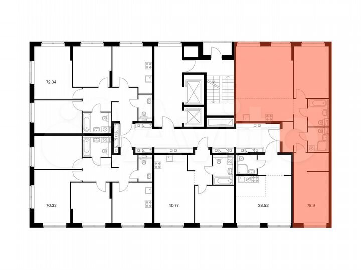 2-к. квартира, 78,9 м², 2/14 эт.