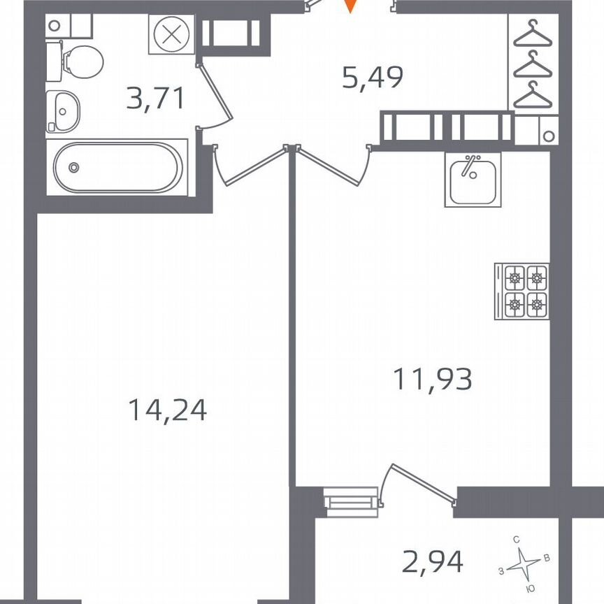 1-к. квартира, 36,8 м², 14/15 эт.