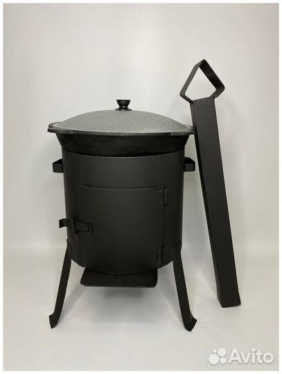 Казан 12лит печь с трубой металл 2,5 мм и шумовка