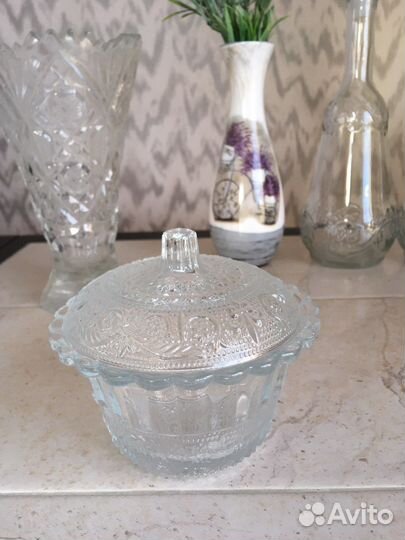 Вазы/ салатники, конфетницы, рюмки, подсвечник, др