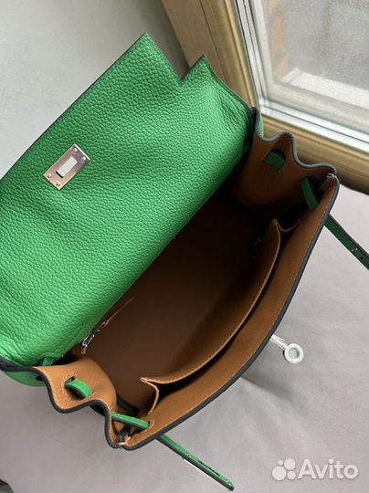 Сумка hermes kelly 25 limited green/caramel