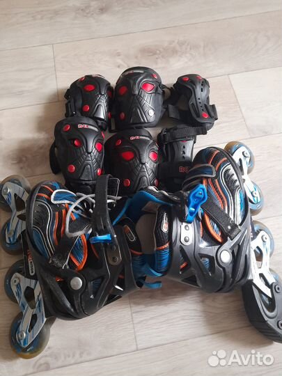 Детские ролики раздвижные размер 31-36 и защита