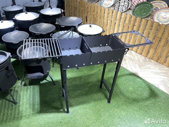Мангал с подказанником и решеткой гриль. Разборный