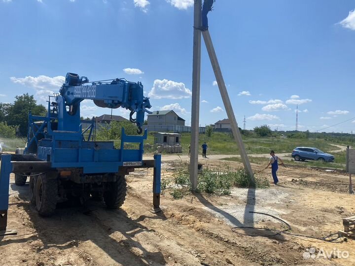 Ямобур. Бурение. Установка опор
