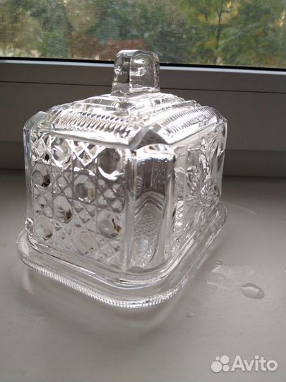 Хрусталь. Масленка хрустальная СССР