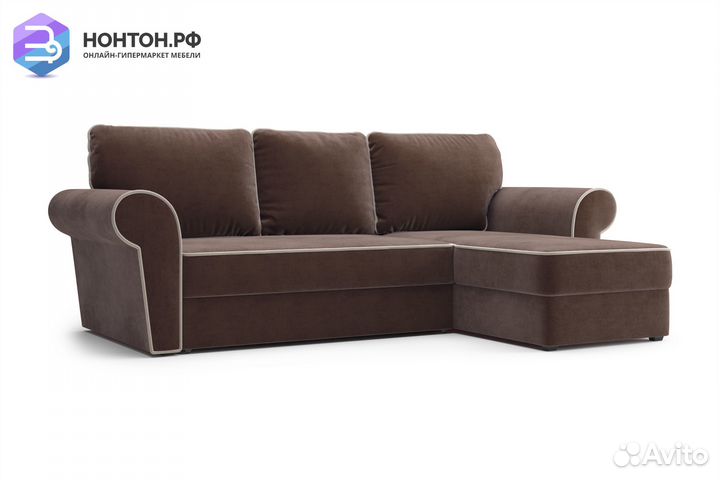 Диван угловой дельфин Прованс коричневый