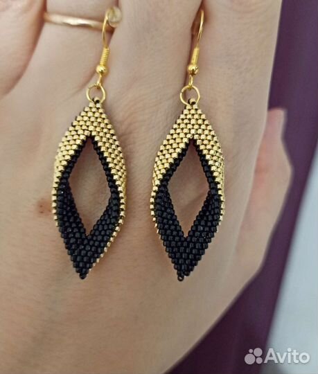 Серьги-ромбы из японского бисера на заказ