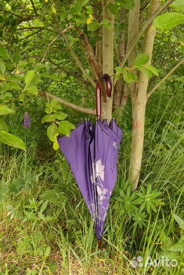 Зонт трость женский фиолетовый с фигурным краем