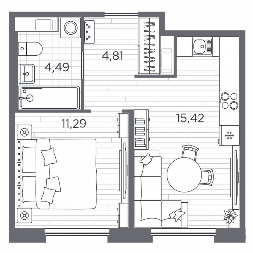 1-к. квартира, 36 м², 5/5 эт.