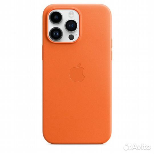 Кожаный чехол на iPhone 14 Pro Max (Копия) Orange