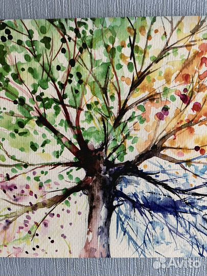 Картина 58*39 см Времена года акварель репродукция