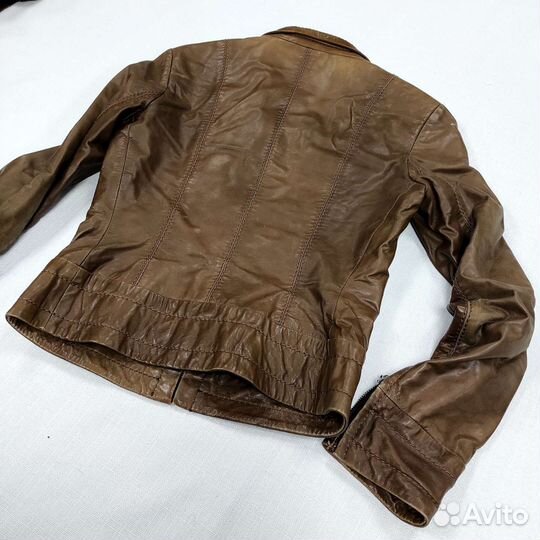 Кожаная куртка рыжая